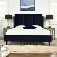 سرير خشب مزود بقماش مخمل لراحة ليالٍ هادئة