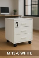 كومودينو مكتبية خشب 3 أدراج بعجلات ومفتاح أمان-لون...