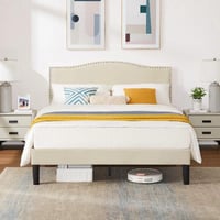 سرير خشب مع قماش مخملي بألوان مريحة للنظر