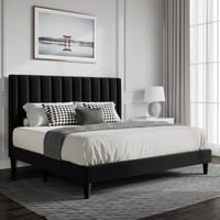 سرير خشب MDF مع تنجيد القماش المخملي