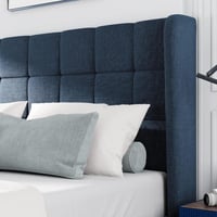 سرير خشب مع قماش شانيل- باللون الأزرق لتجربة نوم م...