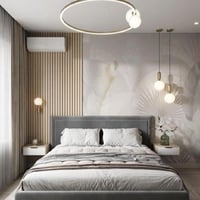 سرير خشب بتصميم عصري مع قماش المخمل الفاخر