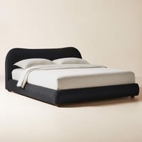 سرير خشب مع قماش بوكليه ذو اللون الأسود لراحة استث...