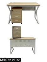 مكتب خشبي بإطار معدني مع وحدة أدراج متحركة – تصميم...