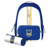 طقم شنطة مع مقلمة 16 انش أزرق وأبيض