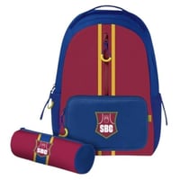 طقم شنطة ظهر مع مقلمة 16 انش أزرق وأحمر