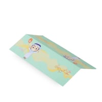 مجموعة (25) كرت لطرف الكيس لون أخضر برسمة طفل وعبا...