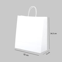 كيس ورق أبيض طولي الشكل بقاعدة - 32*14 سم