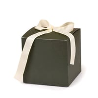 علبة توزيعات زيتي فاخر بطبعة وردة و شريطة 12×12