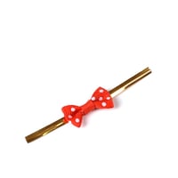 مجموعة (25) عود ربط بشريطة فيونكة - أحمر