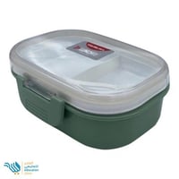 علبة طعام بلاستيكية مقسمة 2 طبقة مع ملعقة