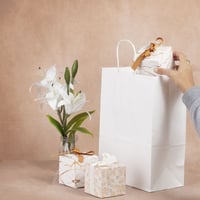 كيس ورق أبيض طولي الشكل بقاعدة - 25*33 سم