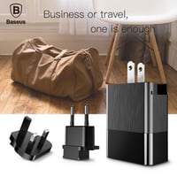 بيسوس | شاحن جوال جداري آمن عالمي للسفر 3 مداخل 3....