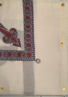 شال كشميري سكري مطرز بلون احمر وفضي 58