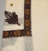 شال كشميري سكري مطرز بني مع الوان