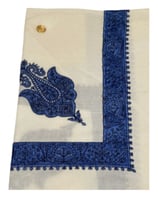 غترة شال كشميري فاخر نقش تطريز ازرق داكن