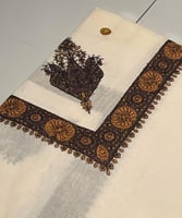 شال كشميري سكري مطرز بني مع الوان