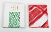 شماغ العجلان الذهبي رجالي أحمر غامق ختم اسود