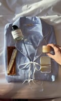 Blue striped with white
