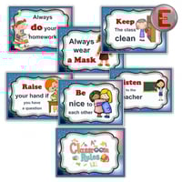 القواعد الصفية بنات نموذج ب (7 بطاقات )