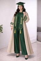 روب تخرج لون بيج واخضر