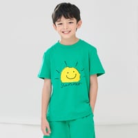 طقم صيفي بارد برسمة الشمس السعيدة (لون أخضر)