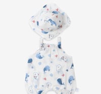 أوفرول ولادي بدون أكمام بطبعة الدلفين(مع قبعة)