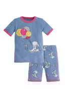 بيجامة شورت قطنية برسمة بالونات وأرنب