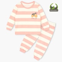 بجامة مقلمة من القطن العضوي بأكمام طويلة