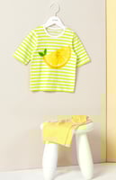 طقم صيفي قطني للفتيات برسمة الليمون المنعش