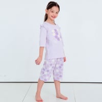 طقم بناتي قطني بلون البنفسج