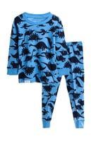 بجامة قطنية باللون الازرق مزينة في رسم ظلال ديناصو...