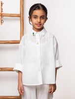 قميص كتان كم طويل بصمة (سكري)