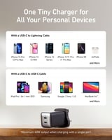 شاحن جداري أنكر نانو برو بقوة 40 واط بمنفذين USB-C...