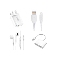 عرض سماعة ايفون وفيش جداري وتوصيلة منفذين و2 كيابل