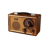 راديو متنقل كلاسيكي مع مكبر صوت يعمل بالبلوتوث