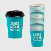 أكواب ورقية برسومات بغطاء - ربطة 15 كوب