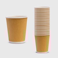 أكواب ربل مموجة للقهوة - ربطة 25 كوب