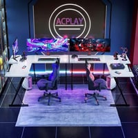 طاولة مكتب لكمبيوتر الالعاب بتصميم حرف L ابيض