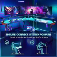 مكتب العاب على شكل حرف L مع اضواء LED