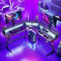 مكتب العاب على شكل حرف L مع اضواء LED