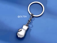 Men Boxing Glove Charm Keychain Silver sc220528949...