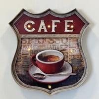 لوحة جدارية حديد مضيئة كوفي