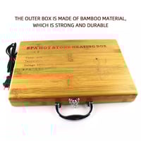 حقيبة تسخين (احجار المساج) من خشب الخيزران مع 16 ق...