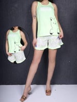 بجامة نسائية صيفية (أخضر - فوق الركبة)