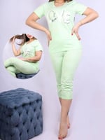 بجامة نسائية نصف كم (أخضر - تحت الركبة)