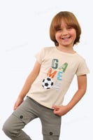 تيشيرت ولادي قطني مطبع تصميم لعبة