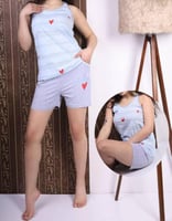 بيجامة نسائية صيفية (تركوازي - فوق الركبة)