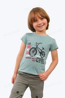 تيشيرت ولادي قطني مطبع تصميم دراجة