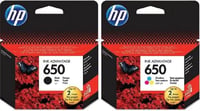 مجموعة حبر سائل اتش بي HP 650 أسود و ملون
